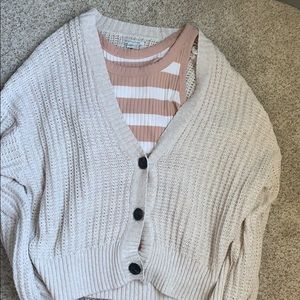 American Eagle knit cardigan + AE racerback tank